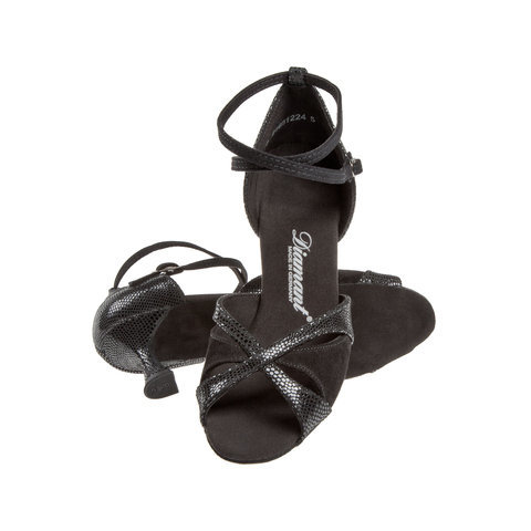 Ladina tantsukingad – seemisnahk, must, konts flare 5 cm ja 6.5 cm