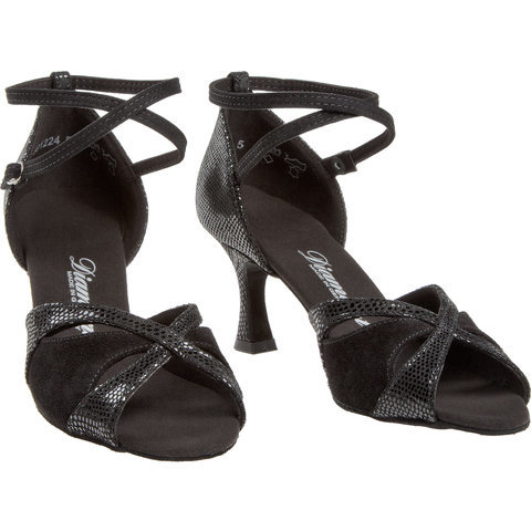 Ladina tantsukingad – seemisnahk, must, konts flare 5 cm ja 6.5 cm