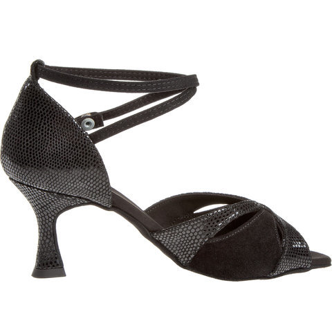 Ladina tantsukingad – seemisnahk, must, konts flare 5 cm ja 6.5 cm