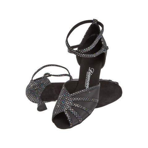 Ladina tantsukingad – must-hõbe, flare konts 5 cm ja 6.5 cm