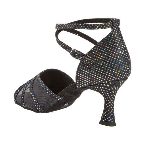 Ladina tantsukingad – must-hõbe, flare konts 5 cm ja 6.5 cm