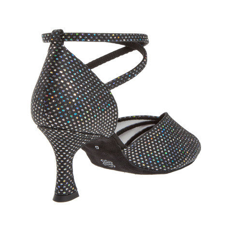 Ladina tantsukingad – must-hõbe, flare konts 5 cm ja 6.5 cm