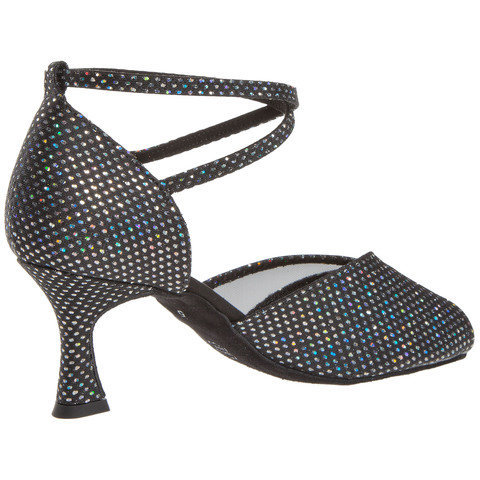 Ladina tantsukingad – must-hõbe, flare konts 5 cm ja 6.5 cm
