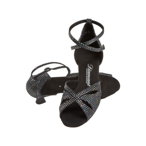 Ladina tantsukingad – must-hõbe, flare konts 5 cm