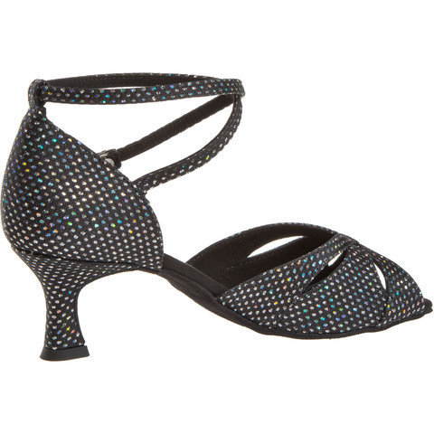 Ladina tantsukingad – must-hõbe, flare konts 5 cm