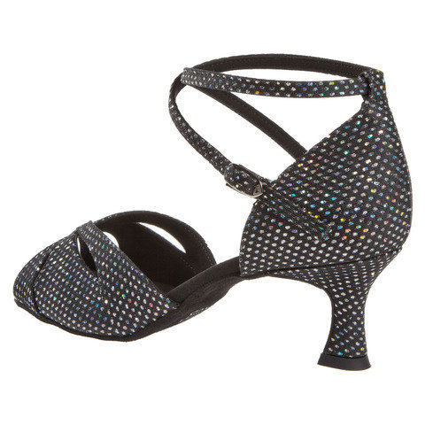 Ladina tantsukingad – must-hõbe, flare konts 5 cm