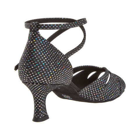 Ladina tantsukingad – must-hõbe, flare konts 5 cm
