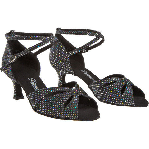 Ladina tantsukingad – must-hõbe, flare konts 5 cm