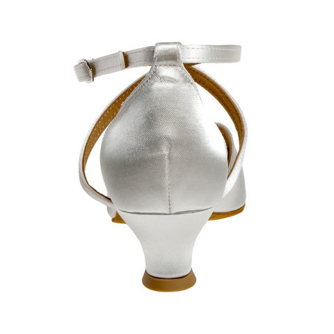 Pulma- ja peotantsukingad - satiin, valge, spanish konts 4.2 cm