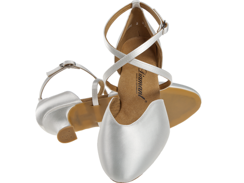 Pulma- ja peotantsukingad - satiin, valge, spanish konts 4.2 cm, laiale jalale