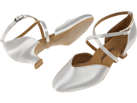 Pulma- ja peotantsukingad - satiin, valge, spanish konts 4.2 cm, laiale jalale