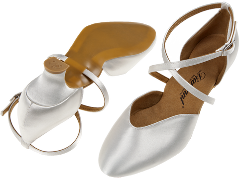 Pulma- ja peotantsukingad - satiin, valge, spanish konts 4.2 cm, laiale jalale