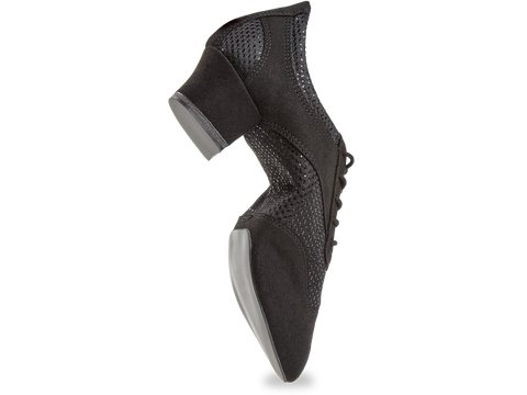 Naiste trennikingad - mikrofiiber/glitter, musta värvi, jagatud tallaga, Cuban konts 3,7 cm