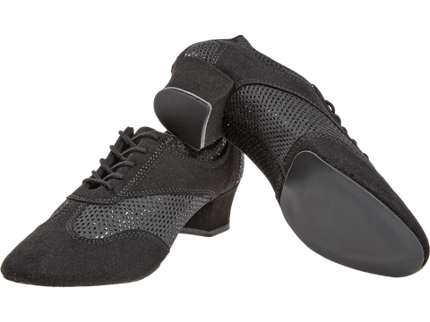 Naiste trennikingad - mikrofiiber/glitter, musta värvi, jagatud tallaga, Cuban konts 3,7 cm