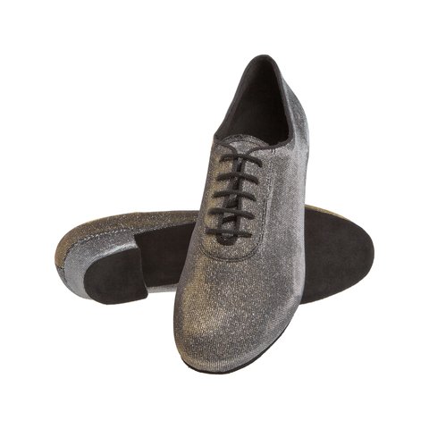 Naiste trennikingad - must/hõbe kuldse läikega materjal, normaalsele jalale, Cuban konts 3,7 cm