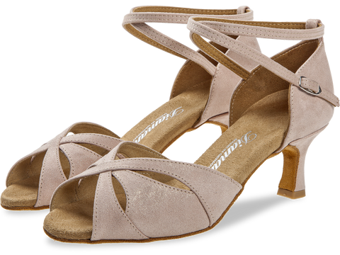 Ladina tantsukingad – nude värvi seemisnahk, flare konts 5 cm