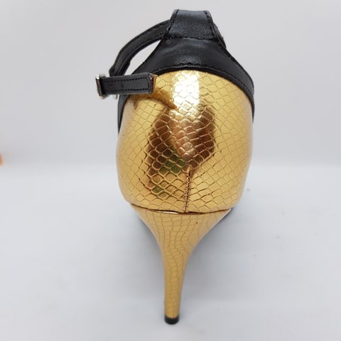 Ladina tantsukingad - musta ja kuldset värvi kunstnahk, tikk konts 8,5 cm