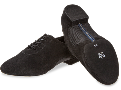 Meeste tantsukingad - Must seemisnahk / must võrgukangas, normaalsele jalale, konts 1,8cm