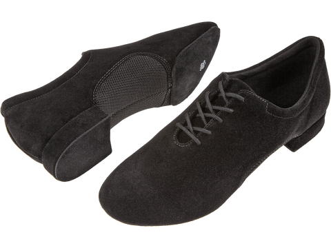 Meeste tantsukingad - Must seemisnahk / must võrgukangas, normaalsele jalale, konts 1,8cm