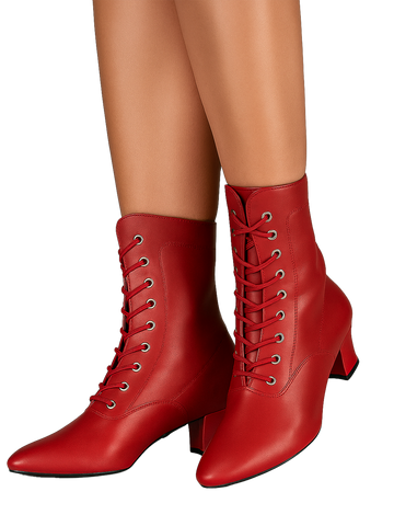 Can-Can tantsusaapad naistele – punasest, valgest ja mustast nahast, normaalsele jalale, 3,7 cm Kuuba kontsaga ja mugava sisetallaga.