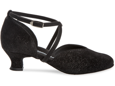 Peotantsukingad - must seemisnahk kombineerituna hõbedase sädelusega, spanish konts 4,2 cm