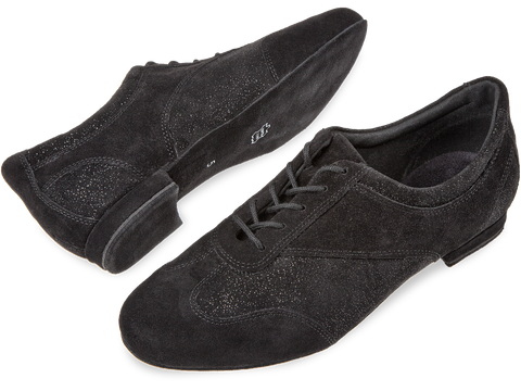 Naiste Tantsukingad – Must Seemisnahk Hõbedase Sädelusega