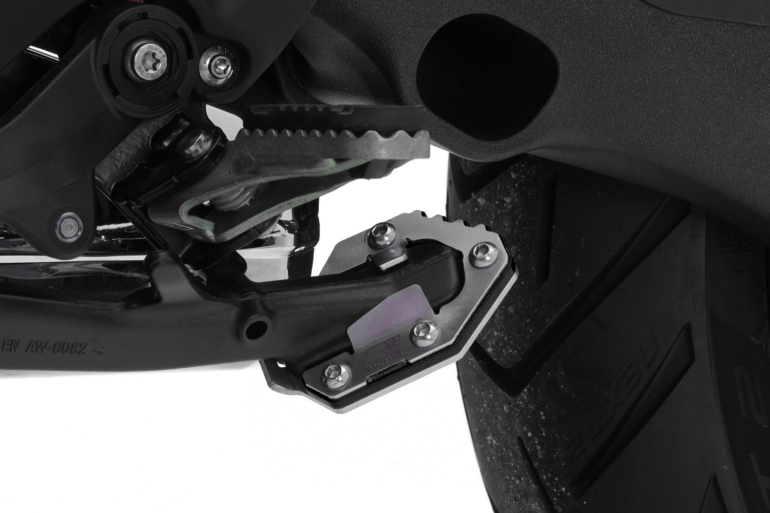 Crosspro extension for side stand foot (black / brushed stainless steel) BMW R 1300 GS / Adventure / Triple Black / Trophy (23-25)