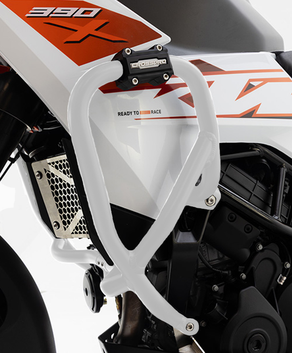 Crosspro alumiininen moottorinsuojarauta (valkoinen) KTM 390 Adventure X / R (25-)