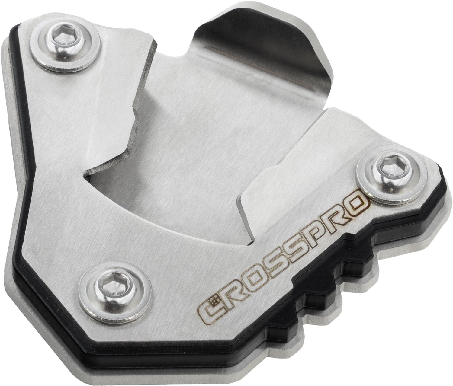 Crosspro extension for side stand foot (black / brushed stainless steel) AJP PR7 650 Adventure (17-)