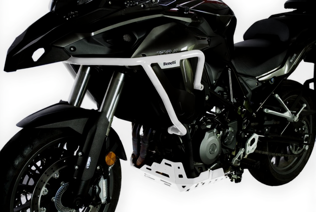 Crosspro alumiininen moottorinsuojarauta (valkoinen) Benelli TRK 502 / 502 X (17-24)