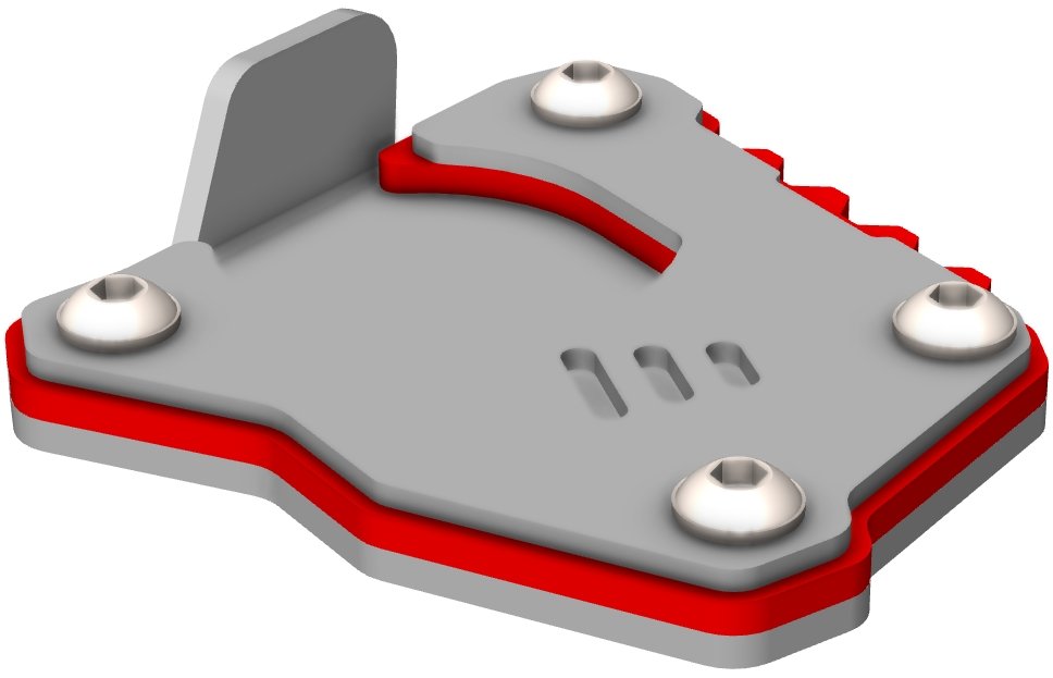 Crosspro extension for side stand foot (red / brushed stainless steel) BMW F 750 GS / F 800 GS / F 850 GS (18-24)