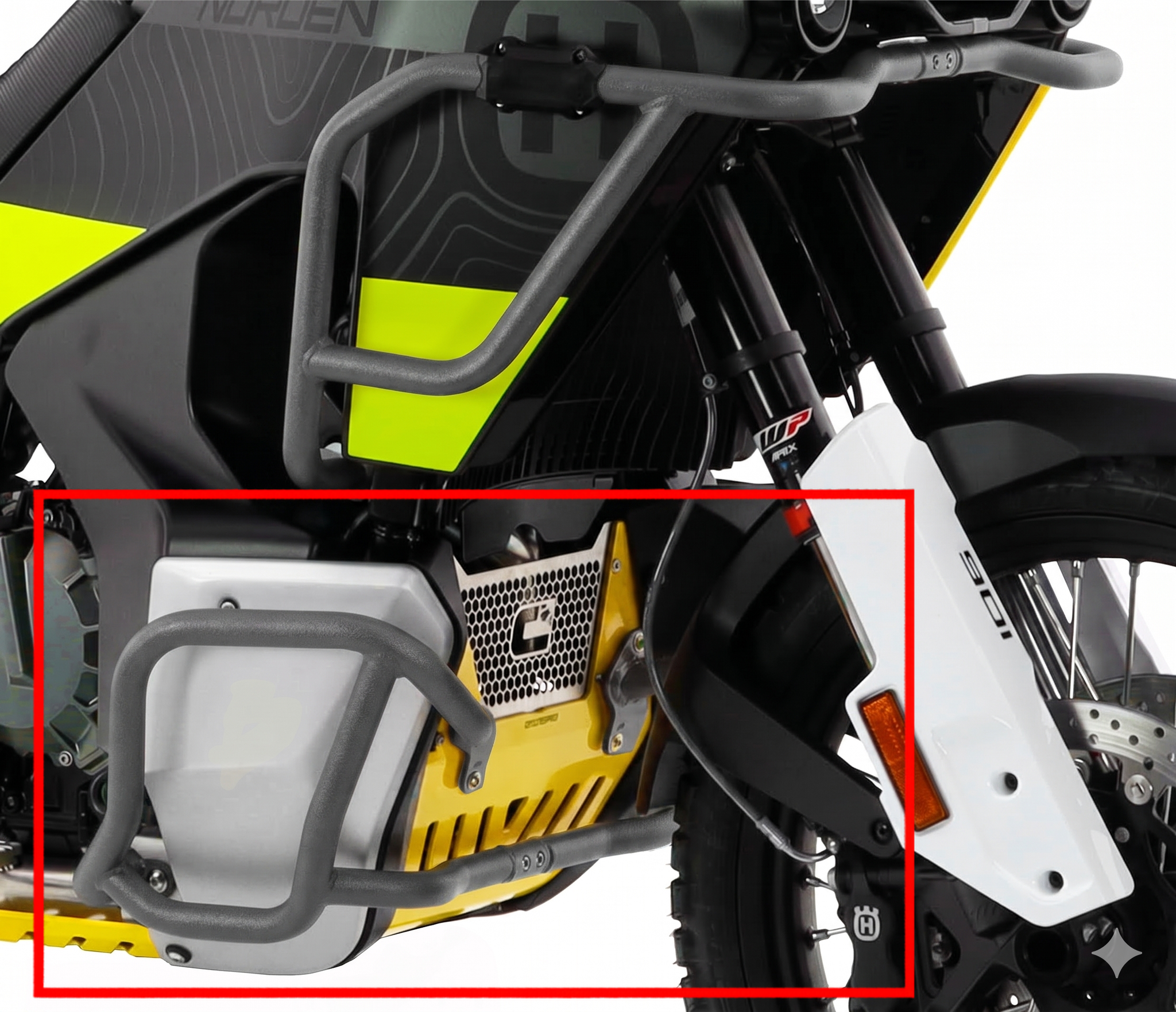 Crosspro Aluminium Lower Crash Bar (textured gray) Husqvarna Norden 901 Expedition (23-), Compatible with OEM Skid Plate