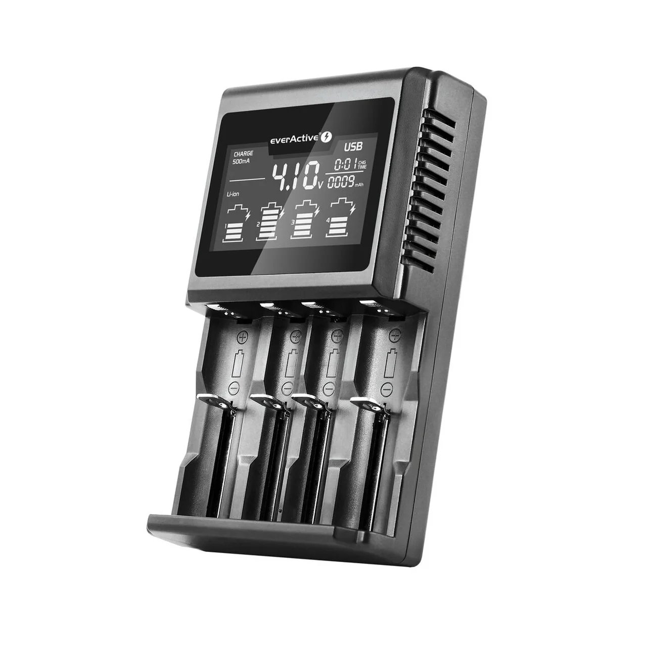 Everactive UC-4000 4 nodalījumu lādētājs Li-ion, LiFePO4 un Ni-MH akumulatoriem