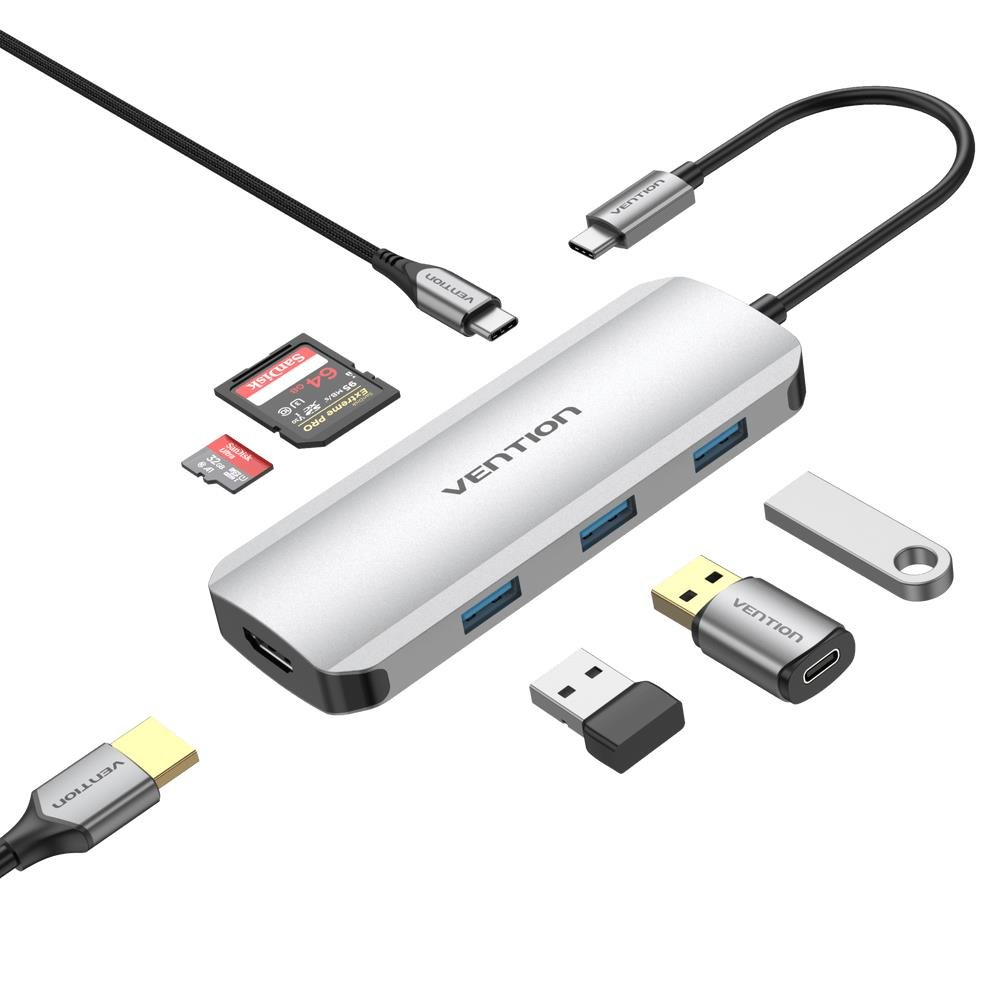 Vention USB C 7in1 dokstacija 0,15 m