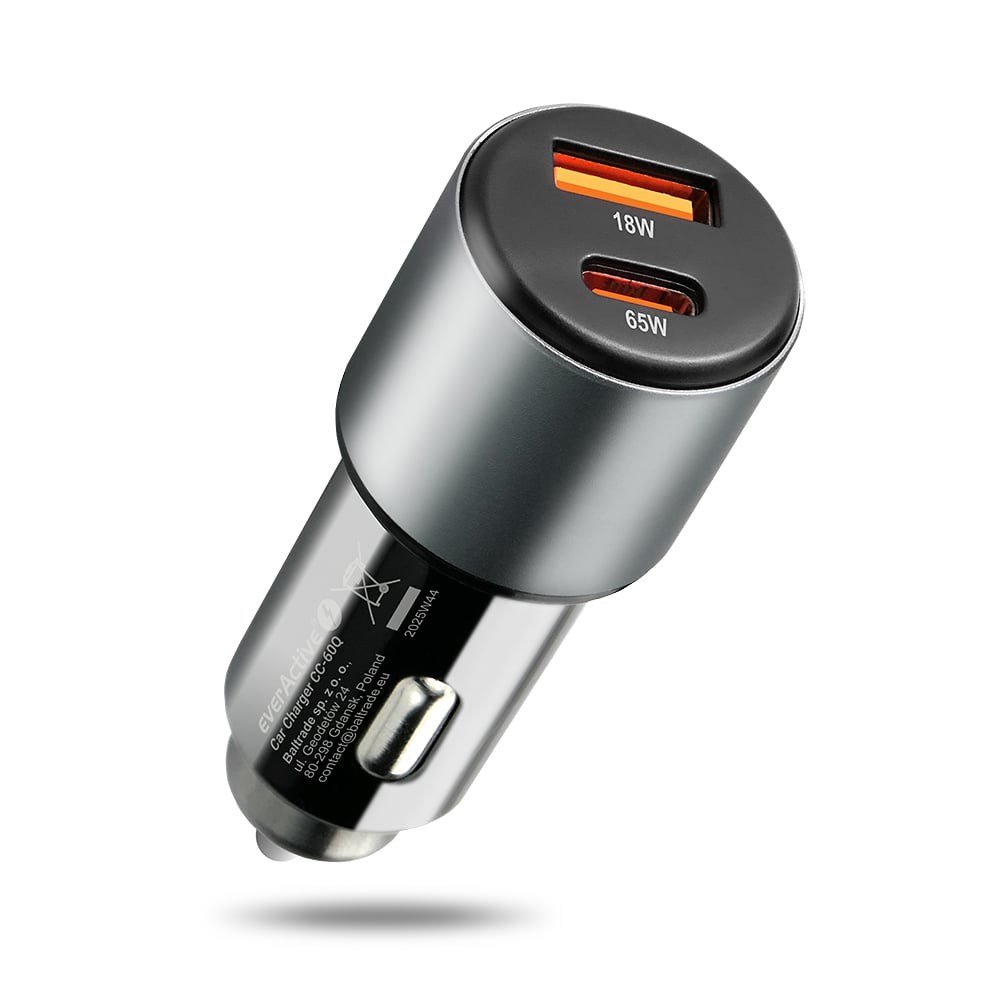 Автомобильное зарядное устройство Everactive CC-60Q USB QC3.0 + USB-C PD 83 Вт