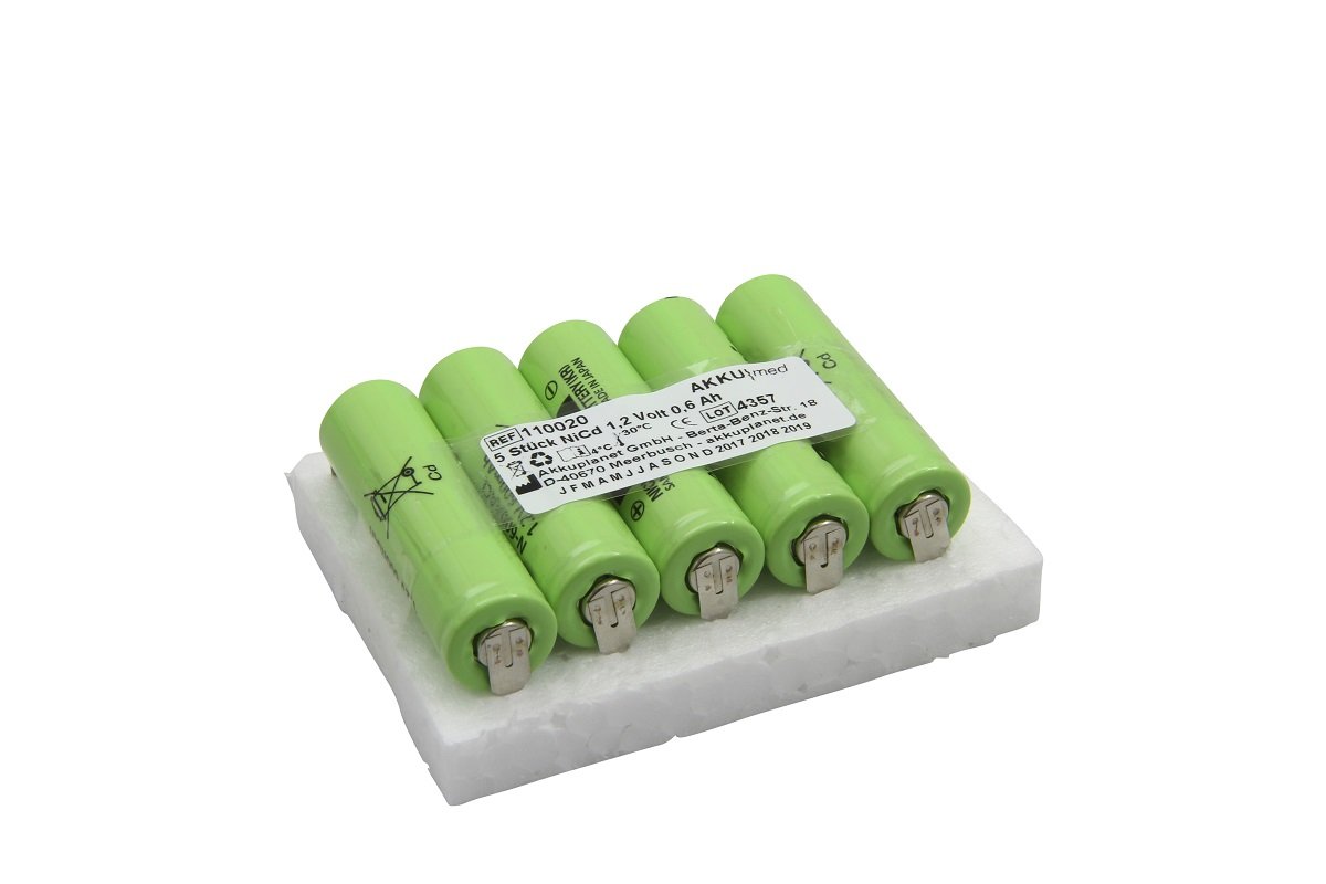 AKKUmed NiCd 600mAh akumulators Fresenius Vial Injectomat S šļirču sūknim (AKKUmed CE, 5 gab.)