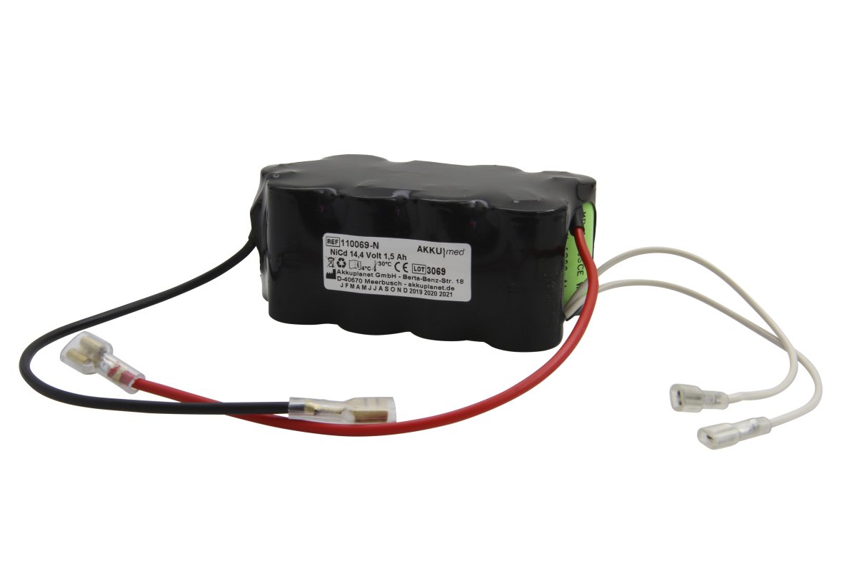 AKKUmed NiCd 1500mAh akumulators Primedic B defibrilatoram (M110, 13369; ar NTC sensoru)