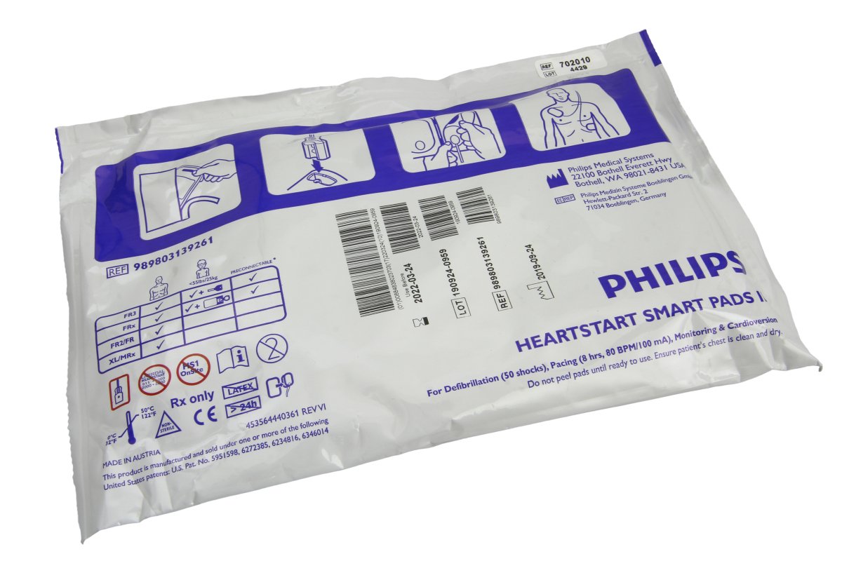 Alkuperäiset Philips HeartStart Smart Pads II defibrillointielektrodit FRx -laitteeseen (989803139261, 1 pari)