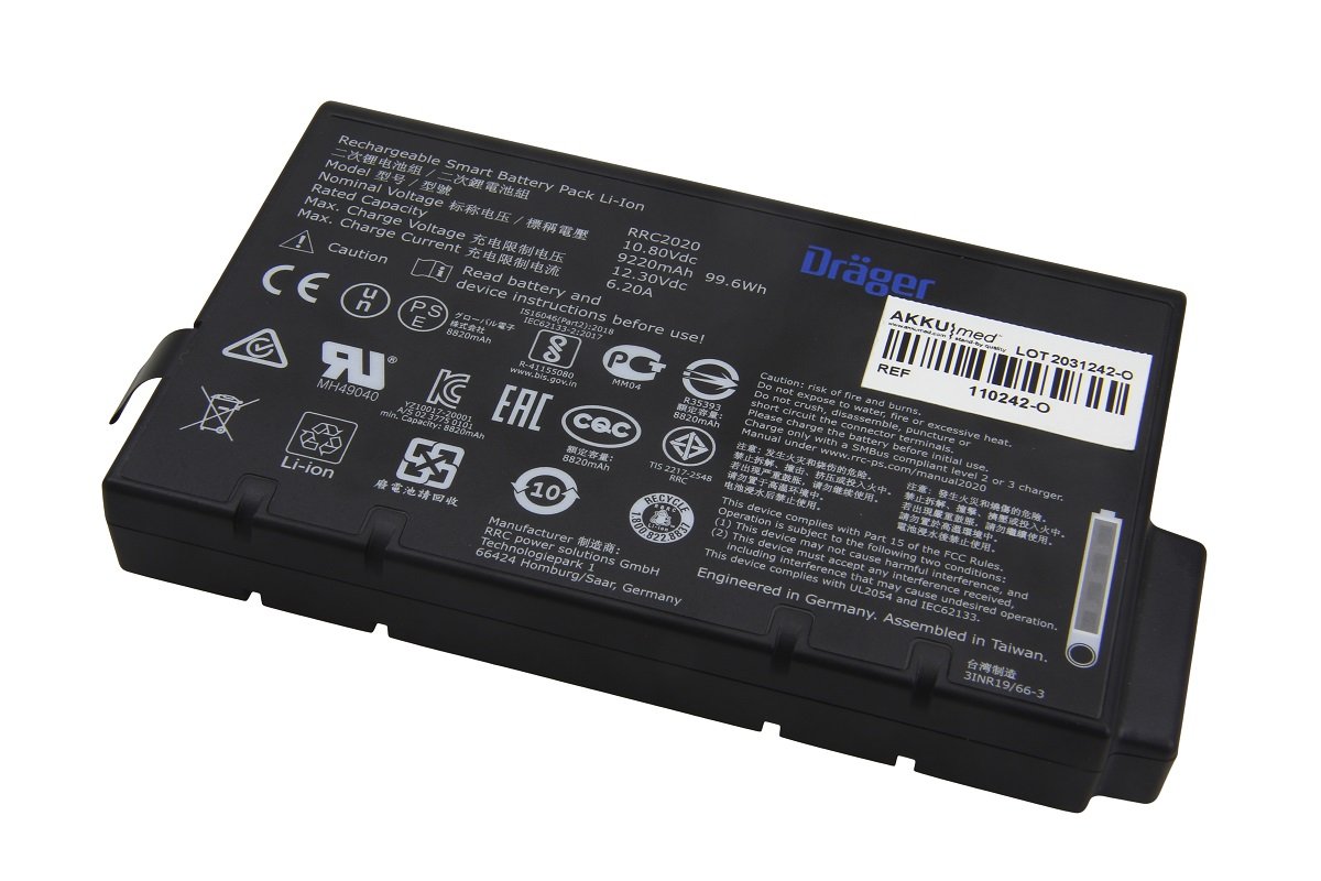 Oriģinālais Li-ion 9220mAh akumulators Dräger Oxylog 2000 Plus, 3000 un 3000 Plus plaušu ventilācijas aparātiem (2M86733)