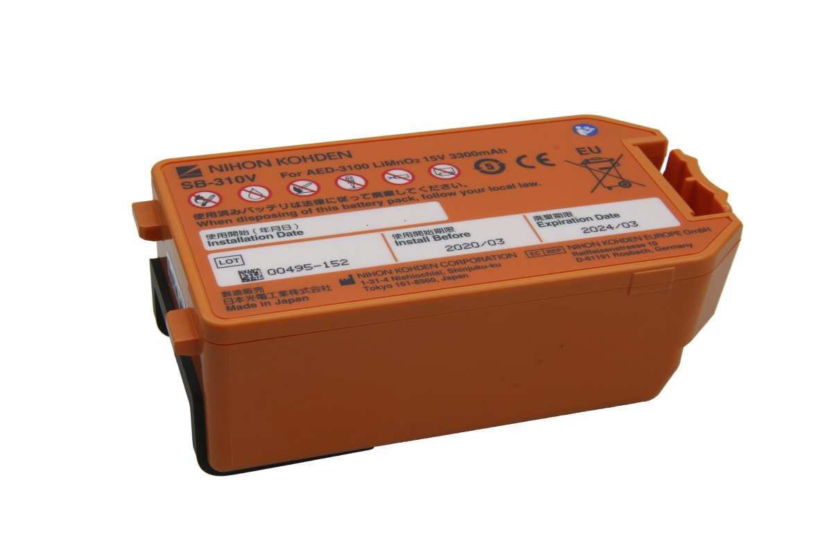Alkuperäinen litiumparisto 3300mAh Nihon Kohden CardioLife AED3100 -defibrillaattoriin (SB-310V)