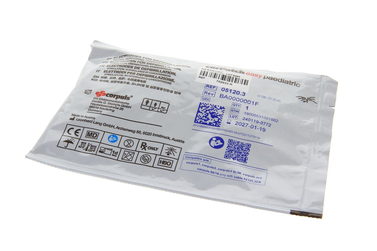 Originaal defibrillatsioonielektroodid lastele Corpuls CorPatch Easy ja Corpuls C3 seadmetele (1 paar)