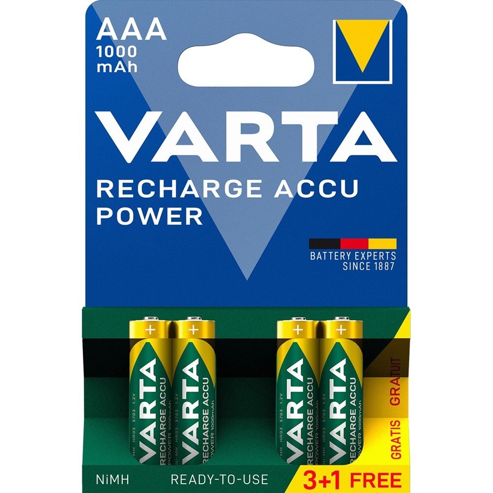 Varta akku AAA 1000mAh 3+1kpl
