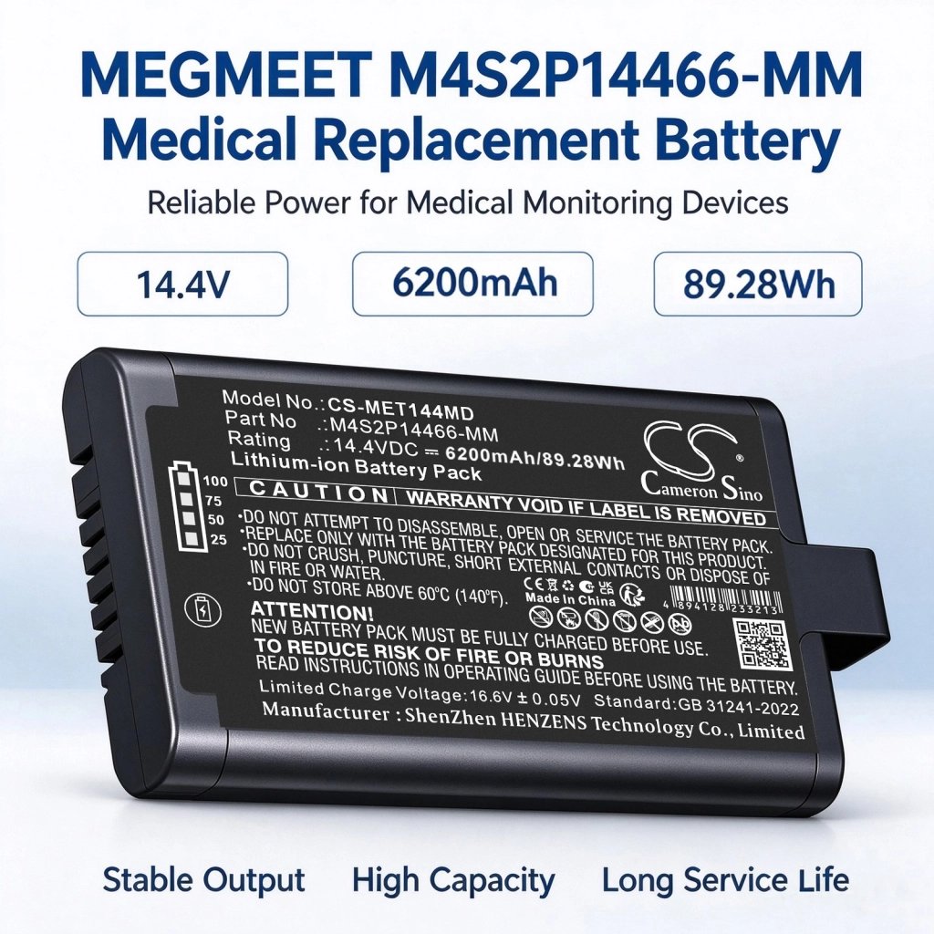 MEGMEET M4S2P14466-MM 14.4V 6200mAh / 89.28Wh medical device battery
