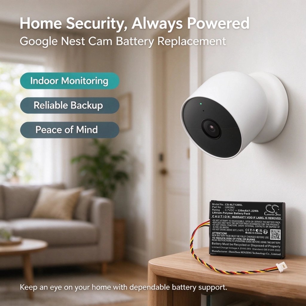 Google Nest Cam 3.7V 330mAh / 1.22Wh security camera battery
