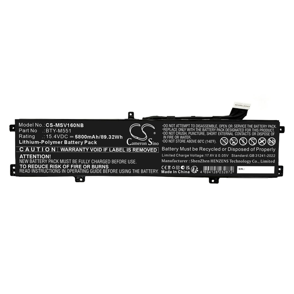 CS laptop battery MSI Vector 16 15.4V 5800 mAh / 89.32 Wh