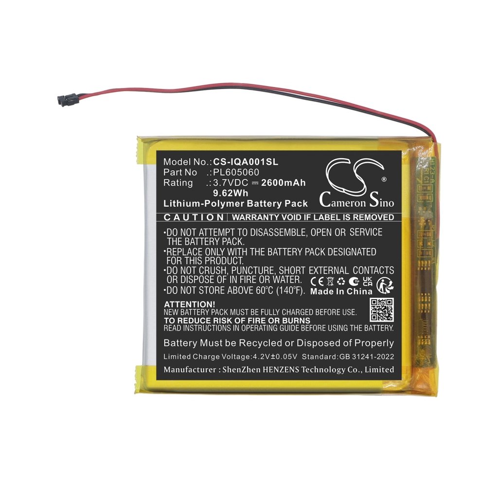 IQAir AirVisual Pro 3.7V 2600mAh / 9.62Wh smart home device battery