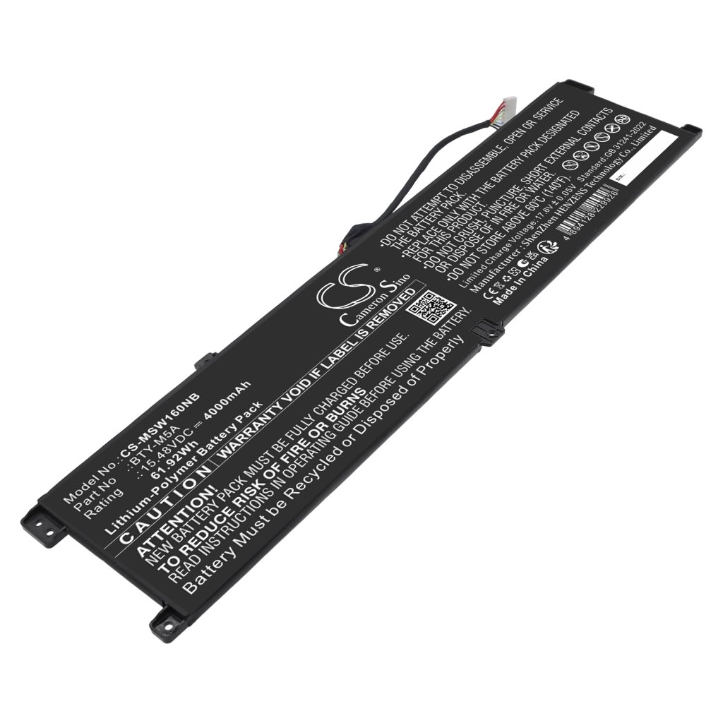 CS laptop battery MSI B14VFKG-056UK 15.48V 4000 mAh / 61.92 Wh