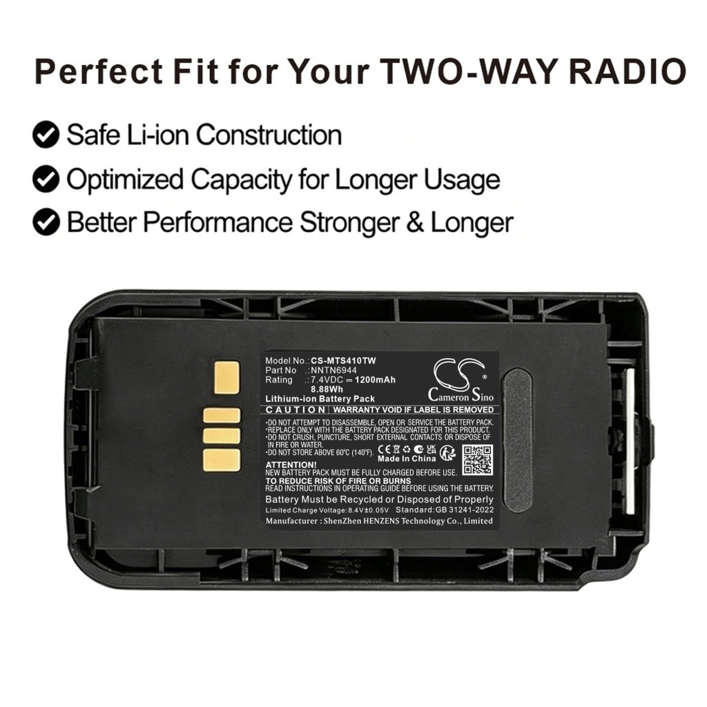 Motorola H18KCN9PW9AN 7.4V 1200mAh / 8.88Wh two-way radio battery