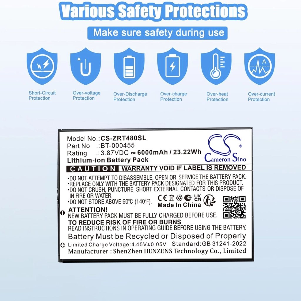 Zebra ET40 8-Inch 3.87V 6000mAh / 23.22Wh tablet battery