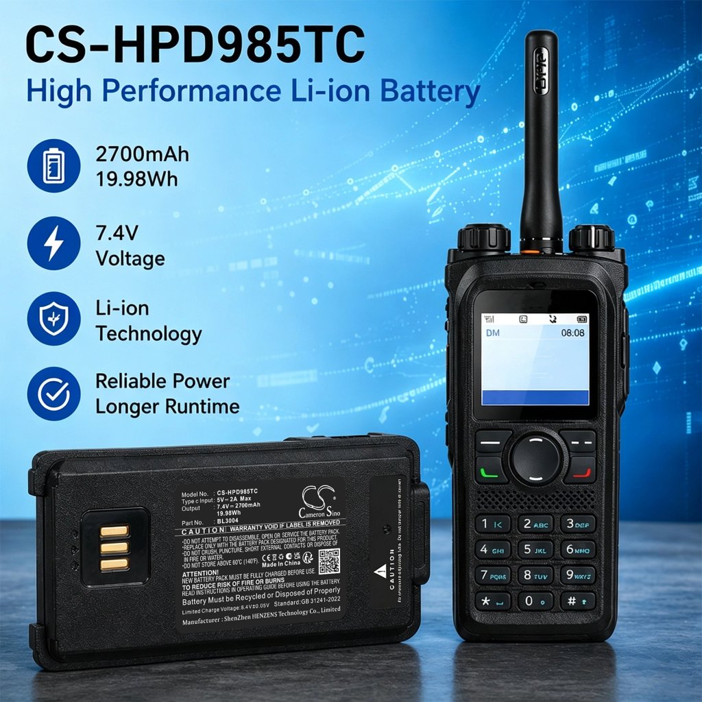 Hytera PD980 7.4V 2700mAh / 19.98Wh two-way radio battery
